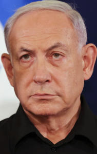 Israeli Prime Minister Benjamin Netanyahu attends a press conference in the Kirya military base in Tel Aviv, Israel on Oct. 28, 2023. Netanyahu pledged Tuesday, April 30 to launch an incursion into the southern Gaza city of Rafah, where hundreds of thousands of Palestinians are sheltering from the almost 7-month-long war, just as cease-fire negotiations between Israel and Hamas appear to be gaining steam.