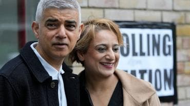 London Mayor Sadiq Khan and his wife Saadiya Ahmed. 