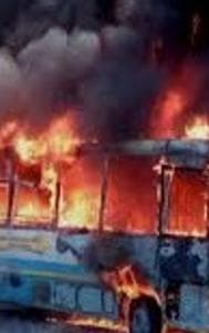  Bus Catches Fire in Palnadu