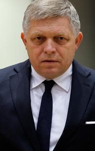 FILE - Slovakia's Prime Minister Robert Fico arrives to a round table meeting at an EU summit in Brussels, Feb. 1, 2024. 