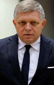 FILE - Slovakia's Prime Minister Robert Fico arrives to a round table meeting at an EU summit in Brussels, Feb. 1, 2024. 