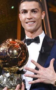 Cristiano Ronaldo with his Ballon d'Or