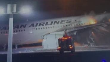 Video shows exact moment Japan Airline flight with 300 passengers onboard catches fire | WATCH 