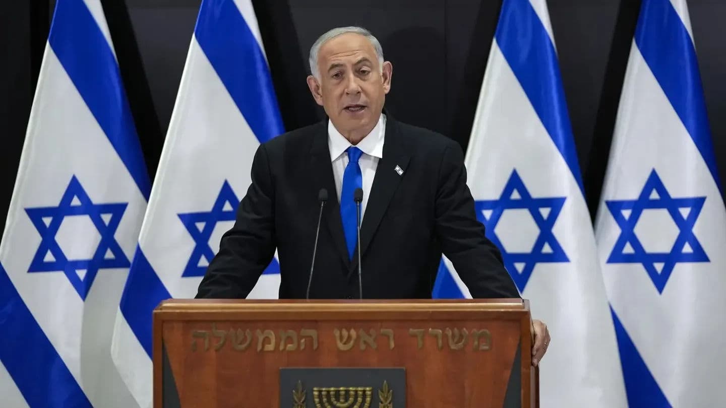 Israel's Prime Minister Benjamin Netanyahu speaks at national press conference 