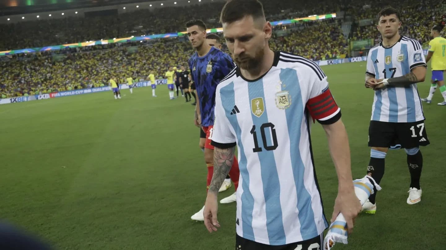 Lionel Messi's side returned to the dressing room for a while as the ground was not deemed safe for a football match