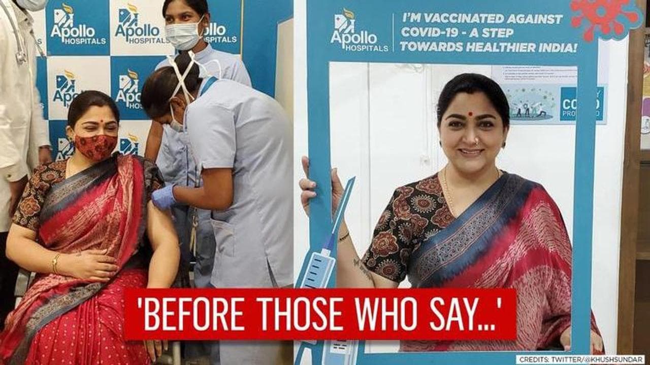 Kushboo receives COVID-19 vaccine, has message for those who'd say she 'jumped the lane'