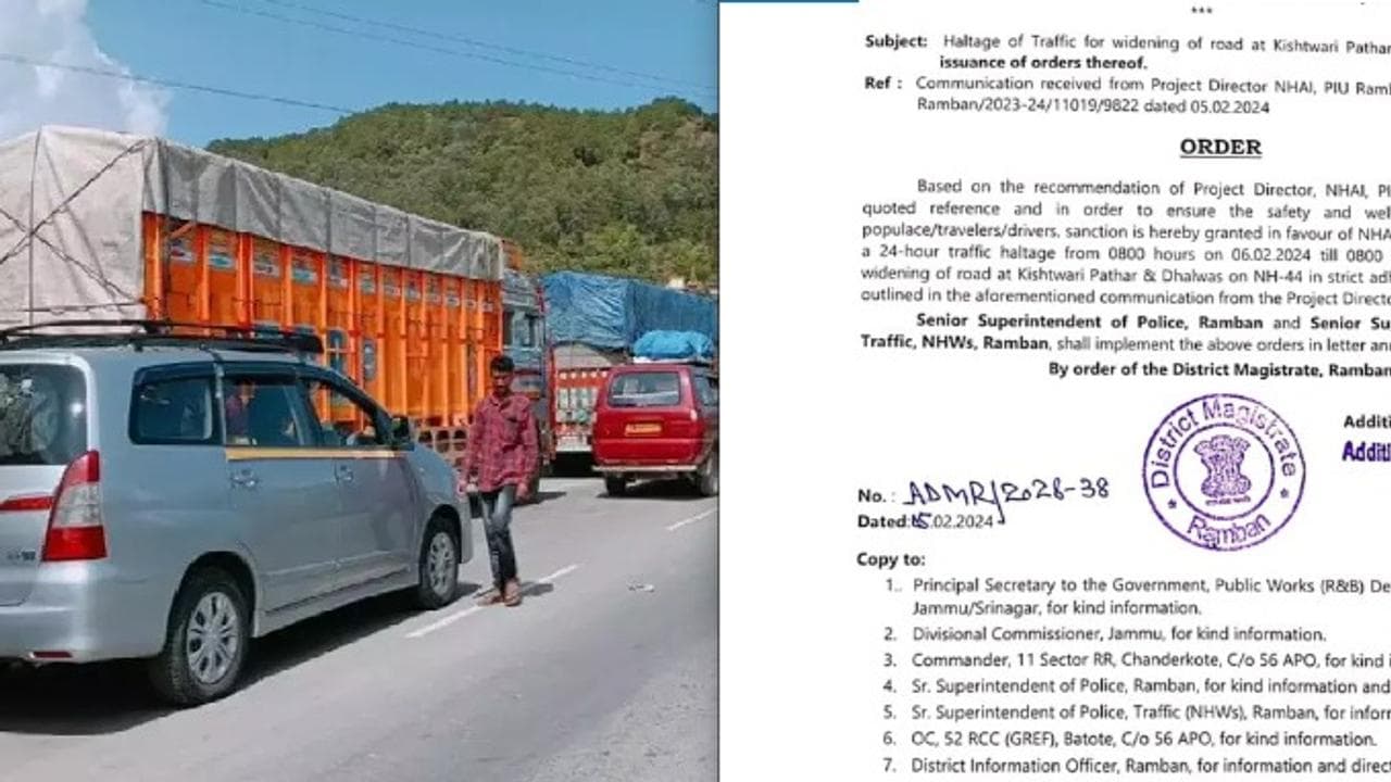 Jammu-Srinagar National Highway to remain closed for repair work for 24 hours