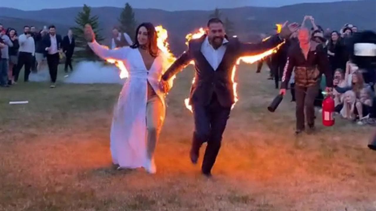 Bride and Groom's Fiery Wedding Goes Viral