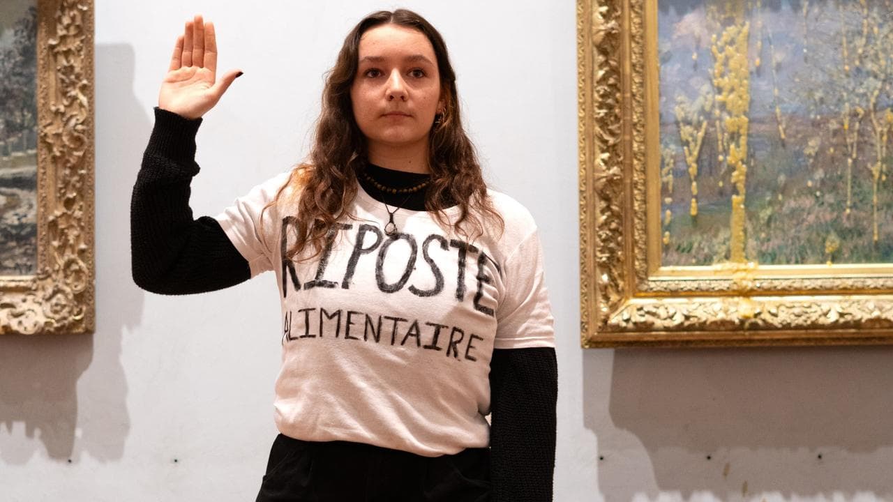 20-year-old Llona hurls soup at French artist Monet's painting