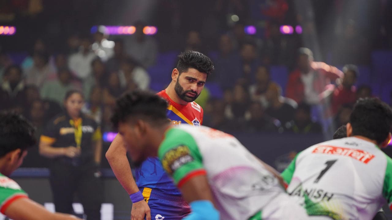 Pardeep Narwal in action for UP Yoddhas