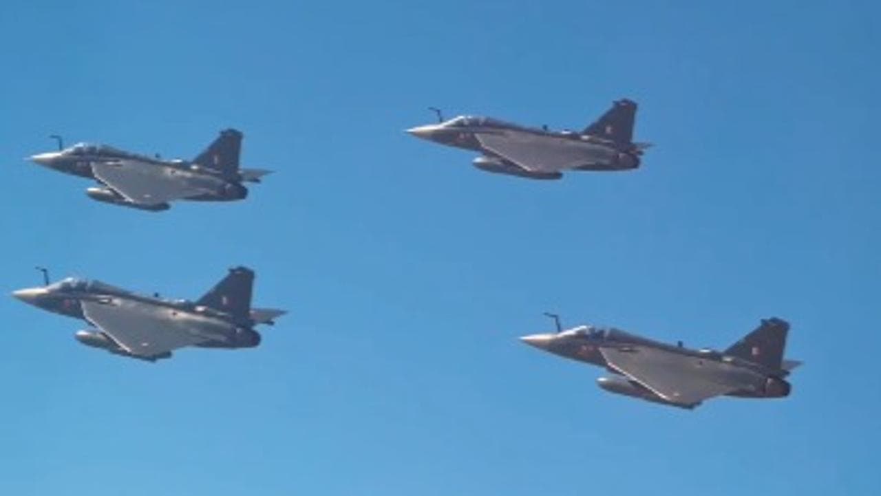 LCA Tejas flying in formation