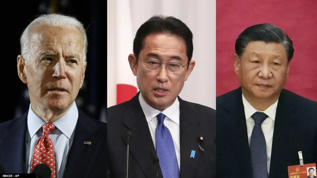 US President Joe Biden, Japanese Prime Minister Fumio Kishida and Chinese President Xi Jinping