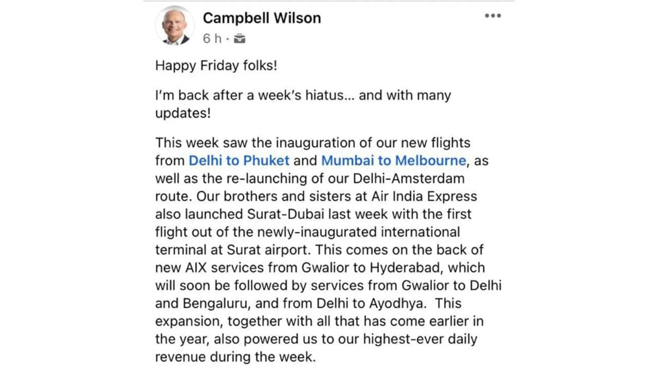 Campbell Wilson's info-heavy weekend greeting post 