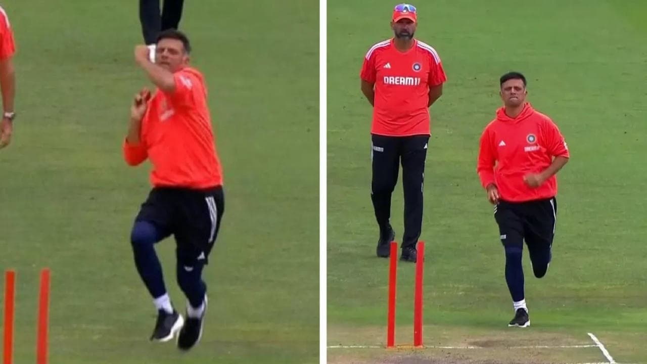 Rahul Dravid bowling during training before IND vs SA Test
