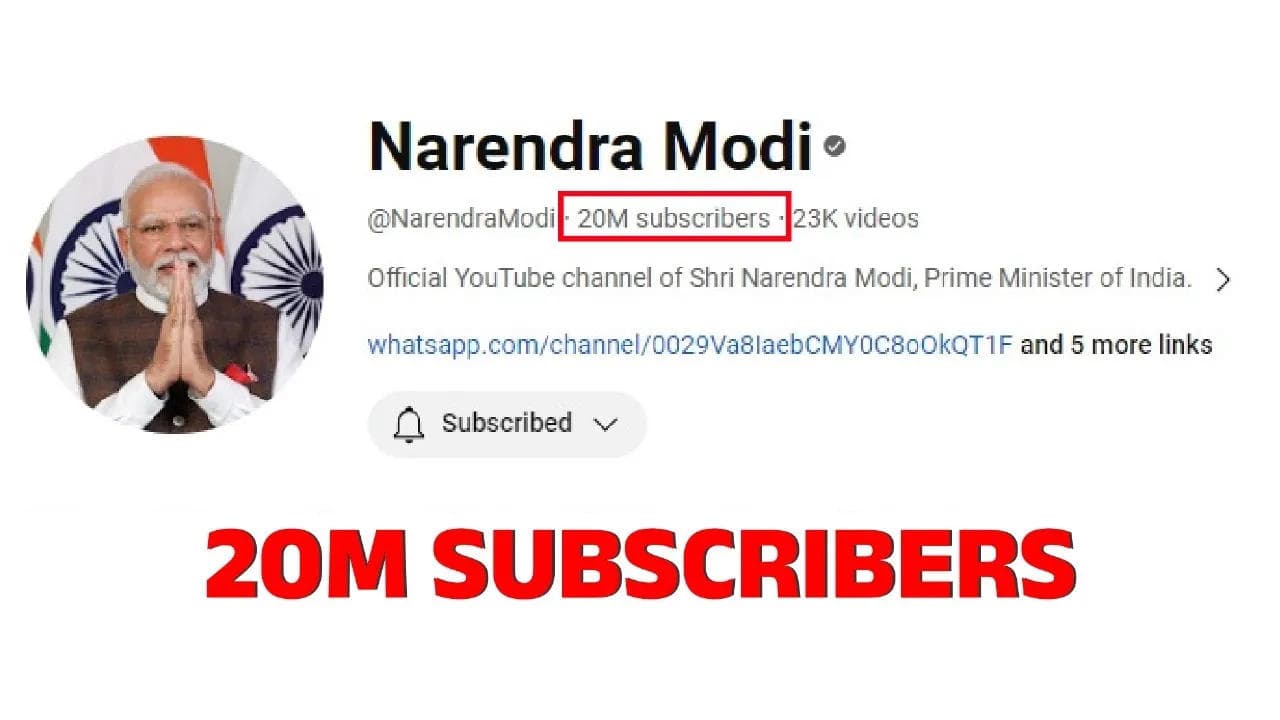 Modi magic: PM clocks 2 crore YouTube subscribers, first world leader to hit milestone 