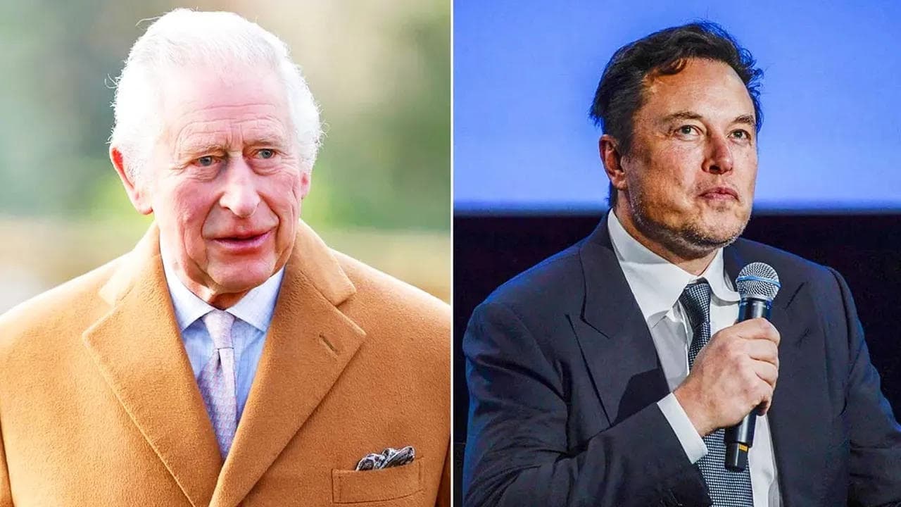 UK monarch King Charles III and Tesla CEO Elon Musk