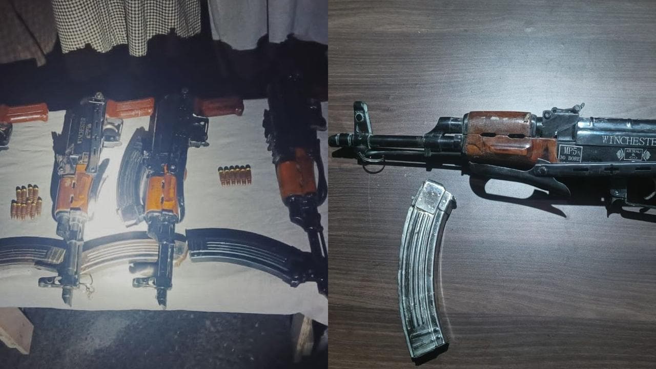BSF Kashmir seized 30 Bore AK-shaped MP5s likely manufactured in Pakistan Dera Ismail Khan.