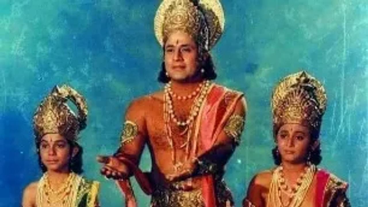 Luv-Kush with Rama - Ramayana