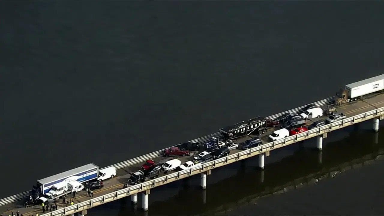 18-vehicle crash paralyzes traffic on Chesapeake Bay Bridge in Maryland
