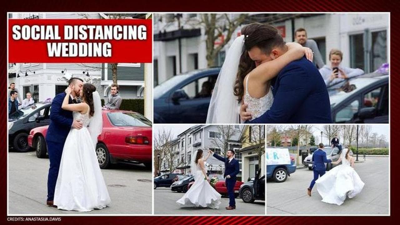 Coronavirus: Couple has a 'social distance' wedding occasion on street