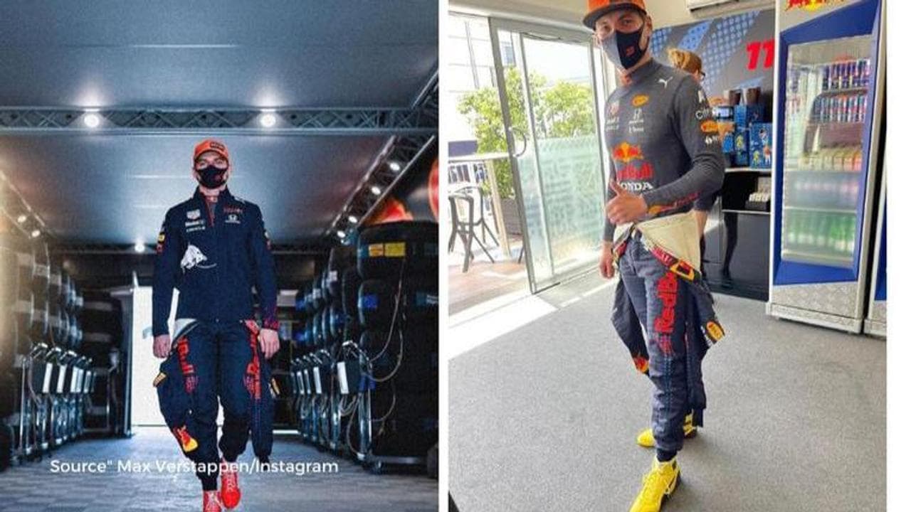 Max Verstappen (Checo Perez's shoes on the right)