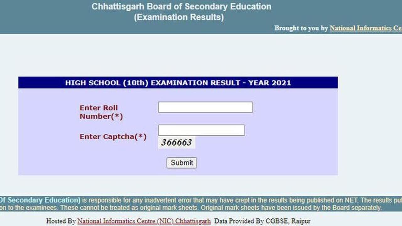 cgbse 10th result 2021 link
