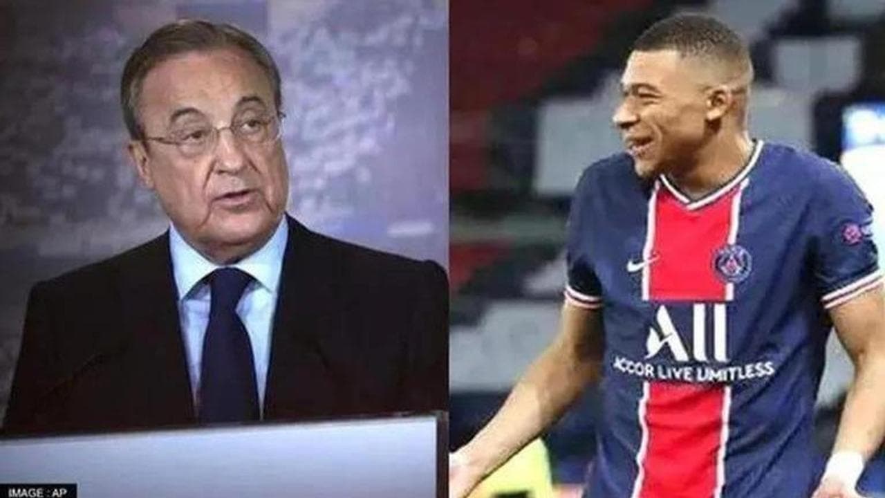 Real Madrid chief Florentino Perez and Kylian Mbappe