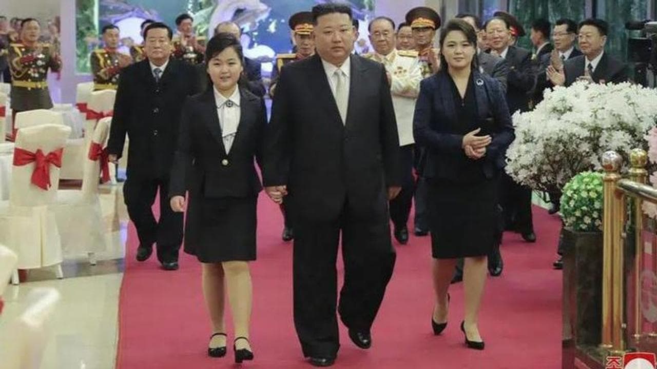 Kim Jong Un with his family