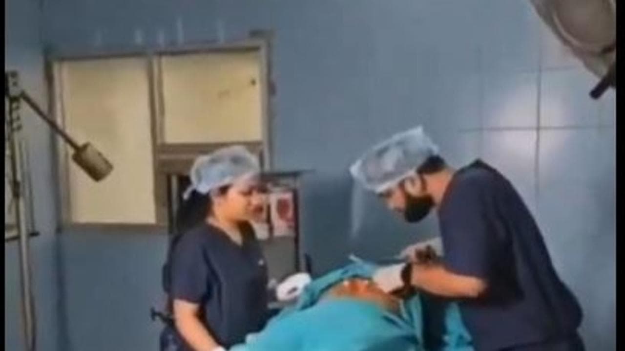 Dr Abhishek shot the pre-wedding video inside the OT of Bharamasagar Government Hospital in Chitradurga district