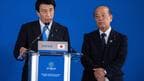Japan's Minister of Economy Ken Saito, left, and Japan's State Minister of the Environment Tetsuya Yagi take part in the G7 Climate, energy and environment press conference at Venaria Reale in Turin, Italy, Tuesday April 30, 2024. 