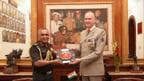 French Army Chief General Pierre Schill (R) with Chief of Army Staff General Manoj Pande (L).