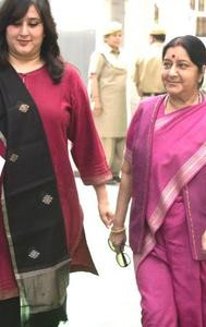 Sushma Swaraj with daughter Bansuri 