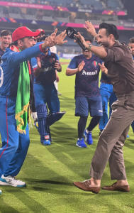 Irfan Pathan and Rashid Khan dance after AFG vs PAK