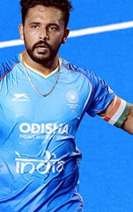 Harmanpreet Singh reacts after scoring a goal