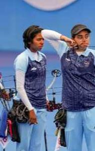 Indian women's archery team during the Asian Games 2022 in Hangzhou. 