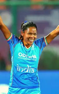 Salima Tete reacts during India's win over China at the Asian Champions Trophy in Ranchi on Monday. 