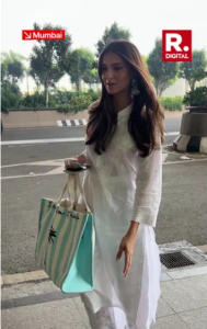 Tara Sutaria sports white ethnic outfit at the airport