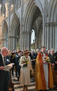 King Charles was represented by Queen Consort Camilla at the pre-Easter service in Worcester Cathedral on Thursday.