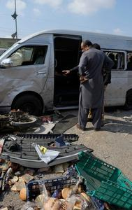 The site of the suicide attack in Pakistan's Karachi. 