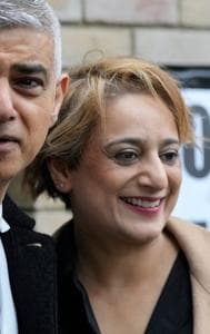 London Mayor Sadiq Khan and his wife Saadiya Ahmed. 