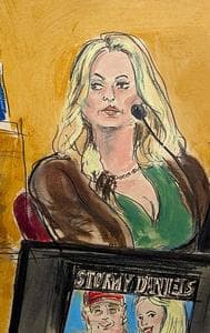 A court sketch of Stormy Daniels testimony on Thursday. 