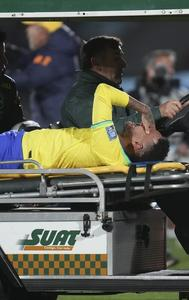 Neymar was injured during Brazil's World Cup Qualifier against Uruguay