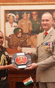 French Army Chief General Pierre Schill (R) with Chief of Army Staff General Manoj Pande (L).