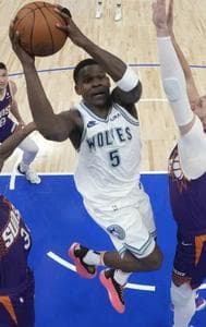 Minnesota Timberwolves guard Anthony Edwards in action against Phoenix Suns