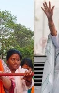 BJP leader Agnimitra Paul (left) and West Bengal CM Mamata Banerjee (right) 