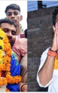 BJP has fielded Devendra Jhajharia (right) against 2-time sitting MP, who has now joined Congress, Rahul Kaswan (left) 