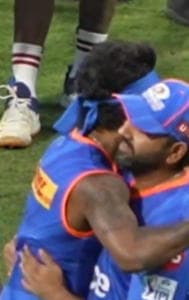 Hardik Pandya hugs Rohit Sharma