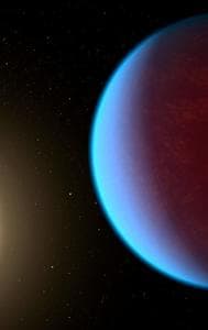 This illustration provided by NASA in 2017 depicts the planet 55 Cancri e, right, orbiting its star. 