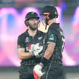 Kane Williamson and Daryl Mitchell during the NZ vs BAN match