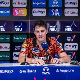 Pat Cummins addresses the media in his post match press conference